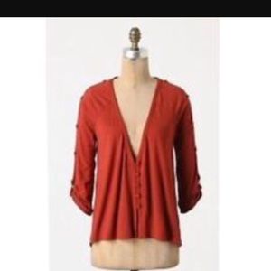 Postmark terra-cotta colored open sleeved knit top